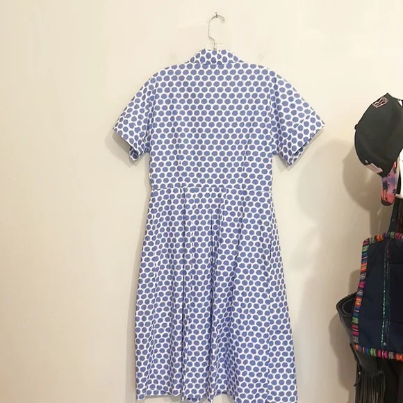 TALBOTS Blue White Cotton Shirt Pocket Midi dress women size 6 - Picture 7 of 7